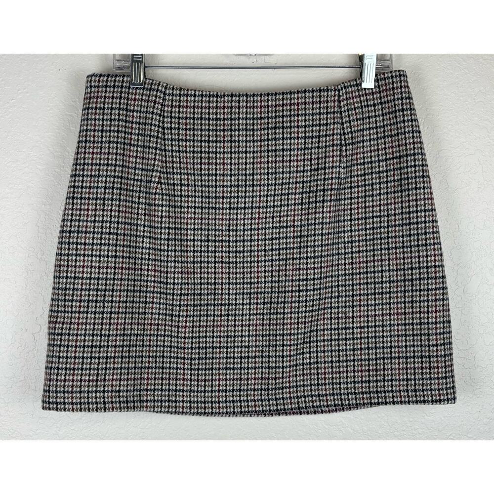 Wool Blend Houndstooth Fully Lined Mini Skirt Size Large